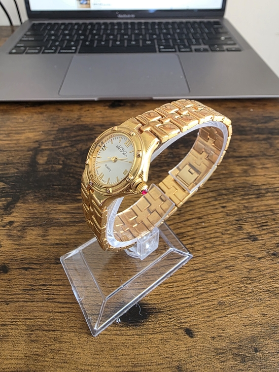 Michele Accessories - Michele Gold-Tone Bracelet Watch with Ivory Dial